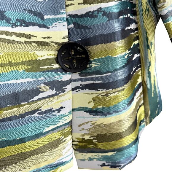 IC by Connie K Sz Small Green Wearable Art to Wear Blazer Blouse Shirt Top - Picture 5 of 8